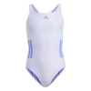adidas Three Stripe Swimsuit Junior Girls Violet/Cobalt 9-10 Years
