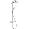 HANSGROHE Croma E Showerpipe EcoSmart nástenný sprchový systém s termostatom, horná sprcha 1jet 280 x 170 mm, ručná sprcha 3jet, chróm, 27660000