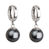 Evolution Group Strieborné náušnice visiace s perlou Swarovski šedé okrúhle 31151.3