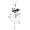 Vetvička MagicHome Vianoce, s kvetom poinsettia, biela, 34 cm