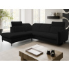 Rohová sedacia súprava Glow, čierna látka, ľavý roh