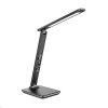 Solight LED stolní lampička s displejem, 9W, volba teploty světla, kůže, černá WO45-B