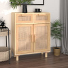 zahrada-XL Komoda hnedá 60x30x75 cm masívna borovica a prírodný ratan 345638