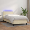 Box spring postel s matrací a LED krémová 100x200 cm umělá kůže Krémová 3134089