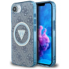 Guess - IML Metal Glitter 4G Circle Triangle MagSafe obal na iPhone 16e - modrý KF2347802