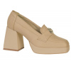 Dámske béžové lodičky s hrubým podpätkom Olivia Shoes