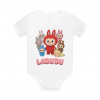 Bábiky Bubu – skupina postavičiek - body s potlačou – darček pre fanúšikov Labubu - Tričkový | 6M | Biela | Body