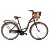 GOETZE Retro bicykel Style 28 3-prevodový hlinikový čierno-hnedý matný+ košík grátis Košík: hnedý prútený