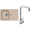 Alveus SET A20092 Beige 55 / Brúsená oceľ SETA20092 - Drez Granitový Record 30 - 780x480mm, vanička 360x400x160mm, Beige 55 + bateria Angel, Brúsená oceľ