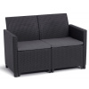 KETER CLAIRE 2 SEATERS SOFA - grafit - kartón - Sto trinásť centimetrov - 2 × 110 kg - Sedemdesiatštyri centimetrov - 65 cm - 1x pohovka pre 2 osoby - jedenásť kilogramov - 59 × 64 × 60 cm - lisovaný