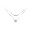 For Silver Dvojitý náhrdelník s Moissanitom Srdce - Striebro 925