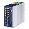 PLANET Industrial L3 8-Port Riadený Gigabit Ethernet (10/100/1000) Podpora napájania cez Ethernet (PoE) Hliník, Modrá (IGS-6329-8UP2S4X)