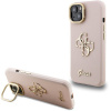 Guess PU Grained 4G Logo Stand Camera Frame zadný kryt pre iPhone 15 Pink