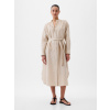 GAP Ľanové košeľové oversize šaty Béžová L Béžová Béžová