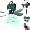 STROPNÝ VENTILÁTOR PRE KEMPINGOVÝ STAN S LED SVETLOM, NABÍJANIE CEZ USB