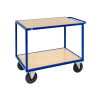 Stolový vozík KM, práškovo lakovaný, 2 police hnedé, 1200x680 mm, gumové kolieska, brzda