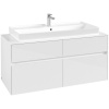 VILLEROY & BOCH Collaro závesná skrinka pod umývadlo na dosku (umývadlo v strede), 4 zásuvky, 1200 x 500 x 548 mm, Glossy White, C09100DH