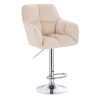LuxuryForm DESIGN Barová stolička AMALFI VELUR na striebornom tanieri - krémová
