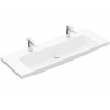 Villeroy & Boch Subway 3.0 - Dvojumývadlo 130x48 cm, bez prepadu, otvory na batérie, CeramicPlus, alpská biela 4A70D1R1