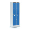 Alfa 3 Kovová šatníková skrinka S6 na sokli s úložnými boxami, 4 boxy, 1920 x 600 x 500 mm, cylindrický zámok, modré dvere