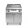 Plynový gril s 2/3 hladkou 1/3 drážkovanou saténovou platňou, model na pulte s dvierkami, ROC 90/80 21kW (R90/80FTG/SLR/P)
