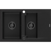 Mexen Gaspar, granitový drez 737x475x177 mm, 1,5-komorový, čierna s čiernym sifónom, 6507731505-77-B
