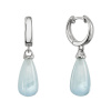 Strieborné visiace náušnice kvapky s pravým akvamarínom 11733.3