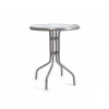 Stôl Happy Green 50XG4027S, kovový se skleněnou deskou pr. 60 cm, stříbrný