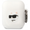 Puzdro na slúchadlá Karl Lagerfeld 3D Logo NFT Choupette Head Silikónové Puzdro pre Airpods 1/2 White (KLA2RUNCHH)