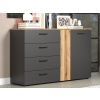 Komoda so zásuvkami Esteban 139 cm, antracit/dub evoke
