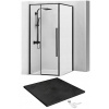 Sprchový kút - Sprchová kabína Punto Black + sprchová vanička 90x90 (Sprchový kút - Sprchová kabína Punto Black + sprchová vanička 90x90)