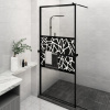Zástěna do průchozí sprchy s policí černá 90x195 cm ESG/hliník Černý 3185464