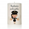 Dekoračná palmová sviečka - Najlepšia policajtka 4 - Valec - 20cm / 7,5 cm - 800g