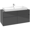 VILLEROY & BOCH Collaro závesná skrinka pod umývadlo na dosku (umývadlo v strede), 4 zásuvky, 1200 x 500 x 548 mm, Glossy Grey, C09100FP