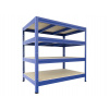 Bezskrutkový regál Biedrax 35 x 120 x 90 cm, modrý, 4 police OSB 10 mm, nosnosť 200 kg na policu