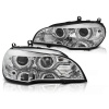 Tuning Tec Přední světla xenon D1S 3D LED DRL angel eyes, AFS BMW X5 E70 2007-2010 chromová