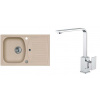 Alveus SET A508 Beige 55 / Chróm SETA508 - Drez Granitový Record 30 - 780x480mm, vanička 360x400x160mm, Beige 55 + bateria Reno, Chróm