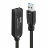 Kábel USB 3.2 Gen 1, AM/CF Typ C 20m, 5Gbps, predlžovací, čierny, aktívny, PRO, reťazitelný