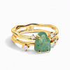 Royal Fashion prsteň Pozitíva 18k zlato Vermeil s drahokamom zeleným apatitom a bielymi zafírmi SKA-R002-YELLOWGOLD-GREENAPATITE Velikost prstenu: 10 (EU: 61-63)