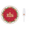 Vianočný porcelánový podnos na tortu s naberačkou 32 cm Fancy Gingerbread, Easy Life
