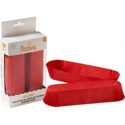 Papierové košíčky na ekler 135x33x28mm červené 60ks - Decora - Decora