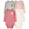 CARTER'S Body dlhý rukáv Pink/Green Bumblebee dievča 4ks 3m/ veľ. 62 1R700210_3M