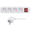 Solight predlžovací prívod, 4 zásuvky, biely, vypínač, 5m (PP33)