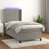 vidaXL Posteľ boxsping s matracom a LED bledosivá 100x200 cm zamat - Sivá - 20011-161568