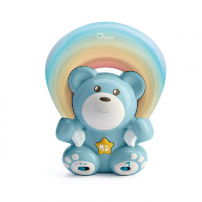 CHICCO Medvedík s projektorom Rainbow modrý