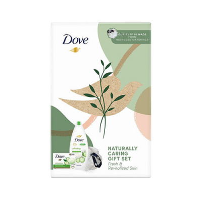 Dove Refreshing Body Care Set - Darčeková sada telovej starostlivosti s špongiou