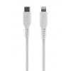 Nabíjací a dátový Liquid silicone kábel FIXED s konektormi USB-C/Lightning a podporou PD, 2m, MFI, biely