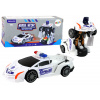 LEAN TOYS Robotické auto policajné biele 2v1 transformácia