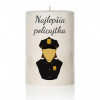 Dekoračná palmová sviečka - Najlepšia policajtka 3 - Valec - 20cm / 7,5 cm - 800g