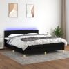Posteľ boxsping s matracom a LED čierna 180x200 cm látka-ForU-3133895